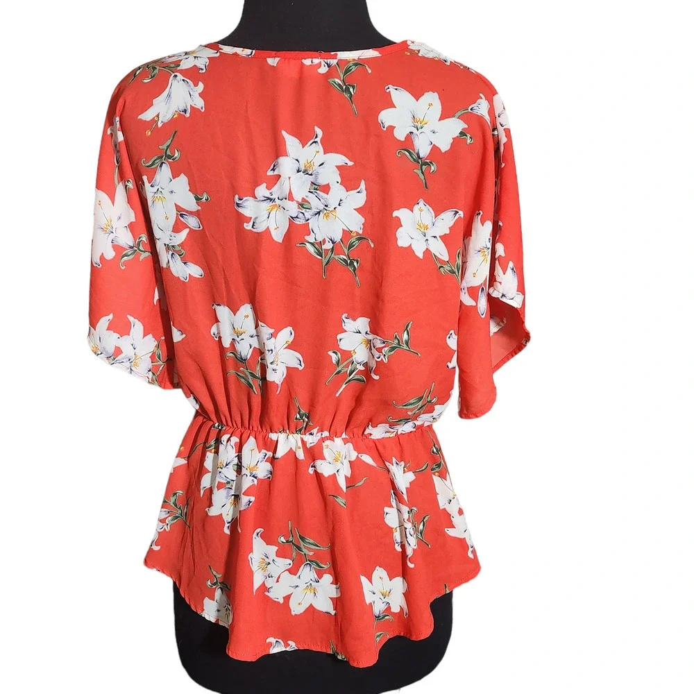 Sienna Sky peplum blouse floral v neck sz M - Picture 3 of 8